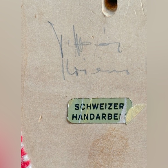 Vintage Schweizer Handarbeit Old Peasant Woman Carved Wood Face Wall Hanging - Picture 7 of 8